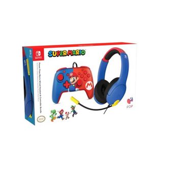 Pack Gaming Mario Pdp Manette filaire + Casque filaire pour Nintendo Switch
