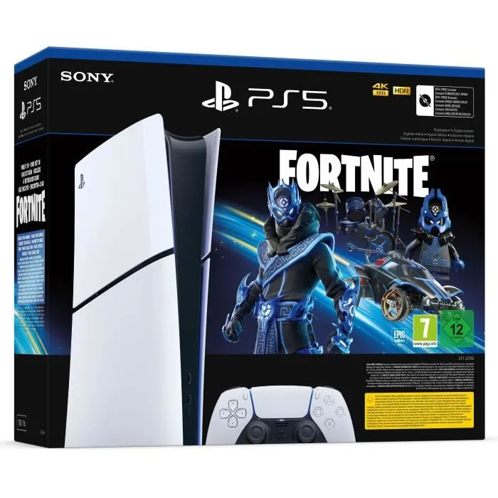 Pack PS5 Digitale (sans lecteur CD) : Console PlayStation 5 (Modèle Slim) + Fortnite®